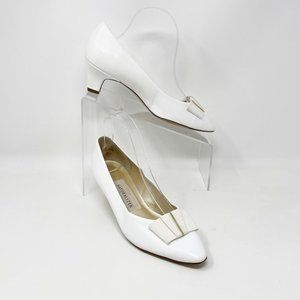 Naturalizer VTG Womens White Slip on Bow Accent Pump Size 8 AA  see descript